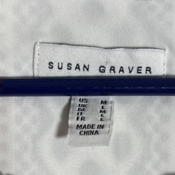 Susan Graver Tank Top Women’s Size M White Black Textured Crochet Eyelets Preppy - Picture 5 of 13